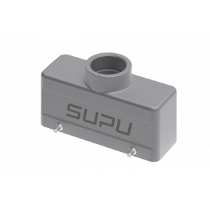 Крышка разъема S24B-TE-4B-M32, Крышка разъема на кабель, типоразмер 24B, без уплотнителя, 1 отверстие с резьбой для кабельных вводов M32x1,5, с верхним расположением, без защелок (упоры для двух защелок), материал корпуса: алюминиевый сплав