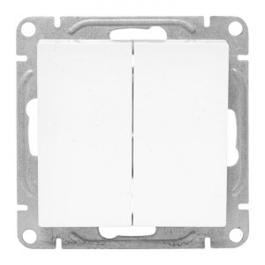 Механизм выключателя, двухклавишный, кнопочный, белый Эпика EKF UP1-SWW-23