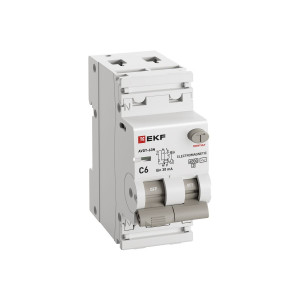 Автоматический выключатель дифференциального тока АВДТ-63N 1P+N 6А 30мА характеристика C тип AC электромеханический 6кА PROXIMA EKF D63N26M6C30