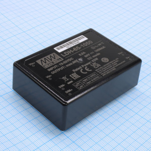 LDH-65-1050, DC/DC LED повышающий, вход 9.5…32В, выход 12.5…60В/1.05А, КПД до 95.5%, DIMM, 75x53x22.7мм, DIP, -40…50/60°C, пластик