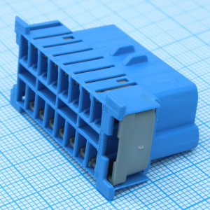 1418984-1, Разъем 16 контактов шаг 4 мм монтаж на кабель синий автомобильного применения коробка