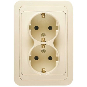 Розетка 2-м СП Mimoza 16А IP20 с заземл. крем./крем. 25082