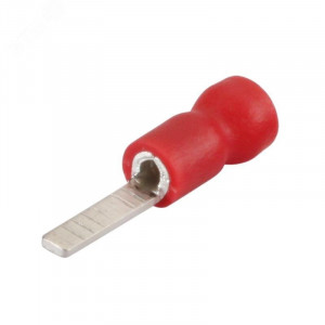 Наконечник кабельный штифтовой плоский изолированный НШПИ 1.5-10 серия ПРОФИ, Наконечник кабельный штифтовой плоский изолированный с ПВХ манжетой, сечение 0.25-1.5 мм2