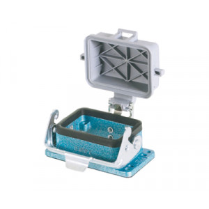 Открытоеоснование разъема EX 99.700.3329.7, Основание разъема на панель, открытое, типоразмер 6B, взрывозащита, с уплотнителем, с одной защелкой, с пластиковой защитной крышкой, материал корпуса: цинковый сплав