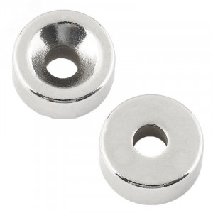 Магнит неодимовый диск 20х5 мм с зенковкой 10х4,5 мм (2 шт/уп), Магнит неодимовый