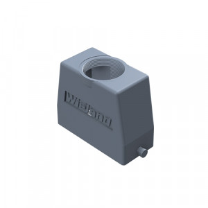 Крышка разъема BAS GOT GI 16HM40 A1, Крышка разъема на кабель, типоразмер 16B, высокое исполнение, без уплотнителя, 1 отверстие с резьбой для кабельных вводов M40x1,5, с верхним расположением, без защелки (упоры под одну защелку), материал корпуса: алюминиевый сплав