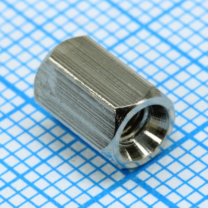 H-L0800-0600-5-03-2N, Стойка латунная никелированная для печатной платы, шестигранная, М3, 8мм, отверстие-отверстие