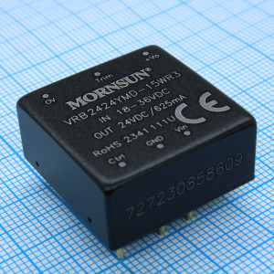 VRB2424YMD-15WR3, Преобразователь DC/DC, мощность 15Вт, вход 18…36В, выход 24В/0.625А