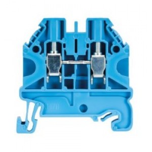 Проходная клемма WT 4 BL, Проходная клемма, тип фиксации провода: винтовой, номинальное сечение: 4 мм кв., 32A, 1000V, ширина: 6 мм, цвет: синий, тип монтажа: DIN35