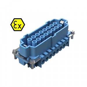 Розеточная контактная вставка EX BUS 16 2,5 09IA AU, Розеточная контактная вставка взрывозащищенного разъема REVOS Ex, Size 16, винтовая фиксация, с защитой провода, 16 полюсов + РЕ, 90 V, до 16 A, тип покрытия контактов: золото