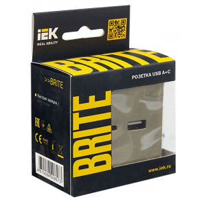 Розетка BRITE USB A+C 18Вт РЮ11-1-БрШ шампань BR-U22-018-K37
