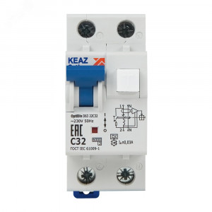 Выключатель автоматический дифференциального тока 2п (1P+N) C 32А 30мА тип A 6кА OptiDin D63 УХЛ4 2мод. 103510