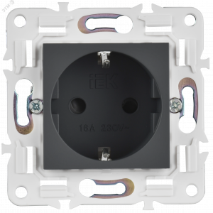 SKANDY Розетка с заземлением с защитными шторками 16А SK-R04G графит IEK SK-R14-16-K53