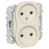FLITE Розетка 2-местная без заземления с защитными шторками безвинтовое крепление 10А РСш02-1-ФлСл сливочный IEK FI-R23-10-1-K86