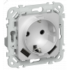 Изображение товара FLITE Розетка 1-местная с заземлением с защитными шторками 16А с USB A+A 3,1А безвинтовое крепление РСЮша11-1-ФлА алюминий IEK FI-R14-16-1-U21-D31-K47