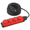 Удлинитель силовой UK-4e-3x1.5-10m-IP44(KG) с заземлением 4 розетки каучук 10м КГ 3х1.5кв.мм IP44 Б0057586