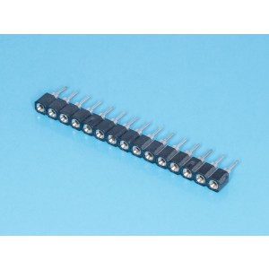 SCSL-15, Гнезда цанговые однорядные для монтажа в отверстия 15pin, шаг 2.54мм