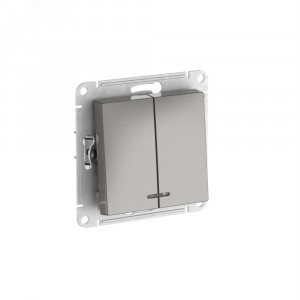 ATLASDESIGN 2-клавишный ВЫКЛЮЧАТЕЛЬ с подсветкой ,сх.5а, 10АХ, быстрозажимные клеммы,СТАЛЬ ATN000953S