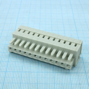 8EDGK-3.81-12P-11-01A(H), Клеммник 12 конт. "гнездо" шаг 3.81 мм, пружин., серый из. (пров. до 1.5 кв.мм)