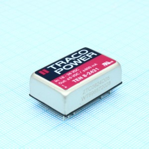 TEN 8-2421, Преобразователь DC/DC на печатную плату вход 24В двуполярный выход 5В/-5В 0.8A/-0.8A 8Вт 9-Pin металлический DIP