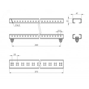 Комплект реек для установки главной шинной системы, 375мм R5BBMR375