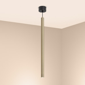 Светильник SP-PIPE-HANG-L600-R30-9W Warm3000 (BR, 24 deg, 230V) 038646, Подвесной светильник. Мощность 9 Вт, св. поток 561 лм, 64 лм/Вт, теплый 3000 K, CRI>90, угол 24°, напряжение питания 230 В. Бронзовый круглый корпус из алюминия, рассеиватель PC, степень защиты IP20. Размер: диаметр 30 мм, длина 600 мм, размер чаши: диаме