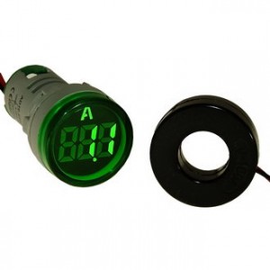 DMS-213, Цифровой LED амперметр AC 0-100А, AD16-22AM, зеленый, установка на панель в отв d=22мм
