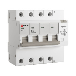 Дифференциальный автомат АД-4 6А/ 30мА (хар. C, AC, электронный) 6кА PROxima DA4-6-06-30-pro