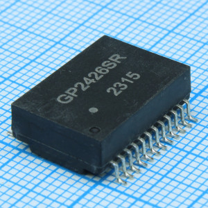 GP2426SR, Телекоммуникационный трансформатор 100/1000 Base-T +POE+, 1CT:1CT, DCR=1.5Ohm MAX, изоляция 1500В, 24SMD