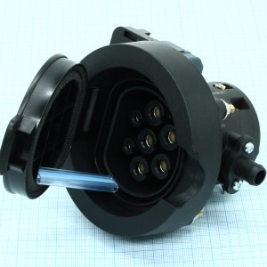 FEAC-T-032A-P-03-0.0M-11A(H), Розетка зарядной станции для электромобиля Type2 питание 3 фазы с электрозамком