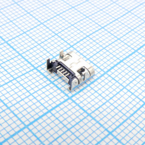 microUSB 5BFR тип2  4p, Разъем Micro USB тип B, USB 2.0, розетка угловая, 5 выводов
