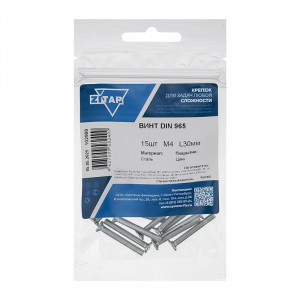Винт с потайной головкой М4х30 DIN 965 оцинк. (уп.15шт) Tech-Krep/Zitar 102990