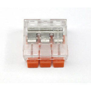 Клемма CM-221-2P, Клеммная колодка, 2 полюса, рычажковый зажим провода, сечение провода: 0.2 - 4 мм кв., номинальные характеристики: 450 V; 32 A; цвет прозрачный