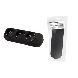 Колодка розеточная 3 гнезда 2П+3 16А 250В черная серии " Народная" SQ1806-0426