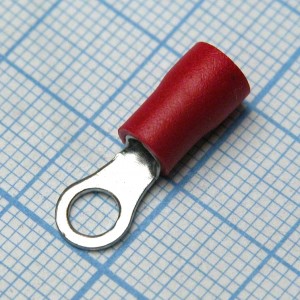RV2-4S  Red, наконечник кабельный кольцевой с изоляцией d=4.3мм, сеч. пров.1.5-2.5мм2