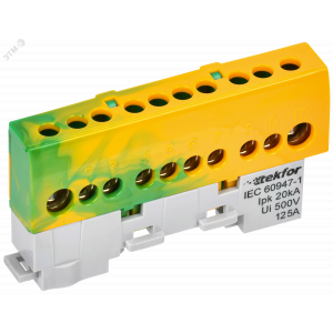 TEKFOR Шина PE земля изолированная на универсальном держателе 8х12-10-ЖЗ IEK TF-NN20-10-KL-K52