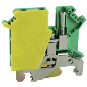 Заземляющая клемма UKJ-4/1X2JD, Заземляющая клемма, 3 точки подключения, тип фиксации провода: винтовой, номинальное сечение: 2,5 мм кв., ширина: 6,2 мм, цвет: желто-зеленый, тип монтажа: DIN35