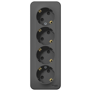 Розетка 4-м ОП Blanca 16А IP20 250В с заземл. защ. шторки с изолир. пластиной антрацит SE BLNRA011416