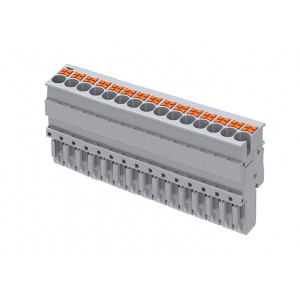 Разъем для клемм TPP2.5-15-GY, Разъем штекерный с push-in зажимом, для клемм TP2.5-2…, 15 полюсов, цвет: серый