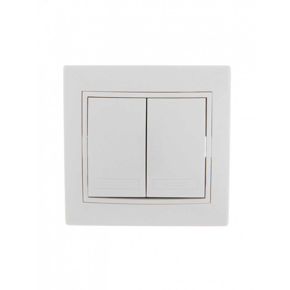 Изображение товара Выключатель 2-клавишный СП Mira 10А IP20 белая вставка белый 701-0202-101