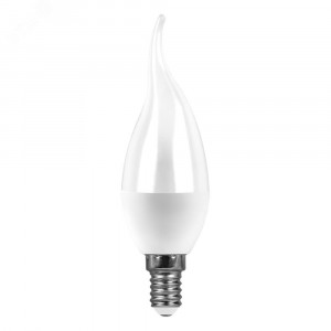 Лампа светодиодная LED 7вт Е14 белый матовая свеча на ветру 25761