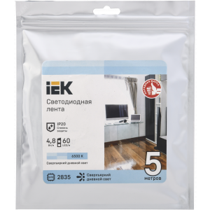 Лента LED 5м LSR-2835W60-4,8-IP20-12В LSR1-2-060-20-3-05