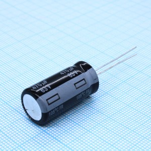 EEUFR1J471, Конденсатор алюминиевый электролитический 470мкФ 63В 20% (12.5 X 25мм) радиальные выводы 5мм 1995мА 10000час 105°С Россыпь