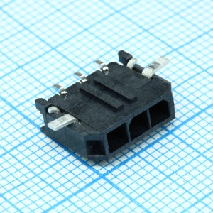 436500312, Соединитель провод-плата HDR 3 контакт(ов) 3мм угловой для поверхностного монтажа лента на катушке, серия MICROFIT