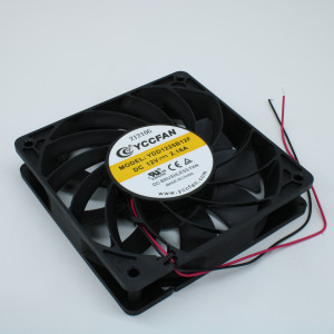 YDD1225B12F, Вентилятор 12В 120х120x25 B, 20.88W, 5300 об/мин, 286.4м3/час, 57.8дБ, подшипник качения, тип вывода - провод