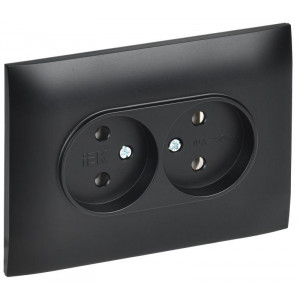 SKANDY Розетка 2-местная без заземления без защитных шторок 10А в сборе SK-R10Bl черный IEK SK-R20-10-K02-F