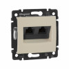 VALENA Розетка компьютерная RJ45х2 в рамку категория 5е слоновая кость 774131