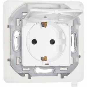 Розетка 1-м СП Inspiria 16А IP44 250В 2P+E защ. шторки с крышкой немецк. стандарт механизм бел. Leg 673740