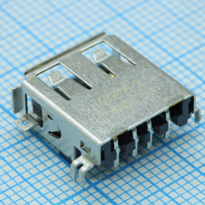 482580001, Разъем USB 2.0 тип A 4 контакта шаг 2.5мм угловой монтаж в отверстие 4 терминала 1 порт лента на катушке