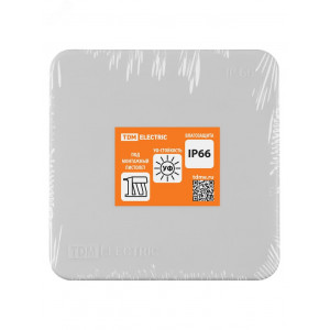 Распаячная коробка двухкомпонентная ОП 80х80х40 мм IP66 8 вх. серая инд. штрихкод TDM SQ1401-2512